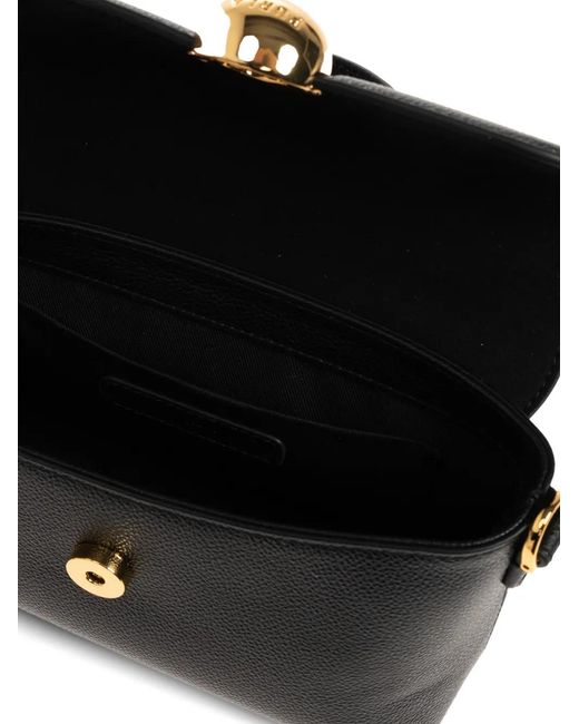 Furla Black Moonlight Grained Leather Tote Bag