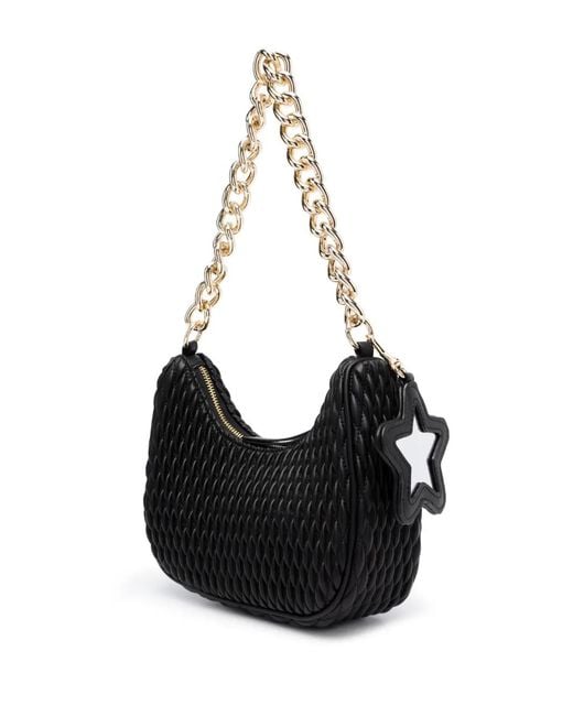 Versace Jeans Couture Black Logo-Plaque Quilted Shoulder Bag