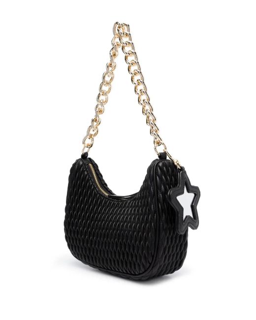 Versace Jeans Couture Black Logo-Plaque Quilted Shoulder Bag