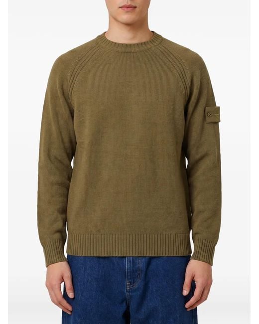 Stone Island Green Ribbed-Knit Sweater for men
