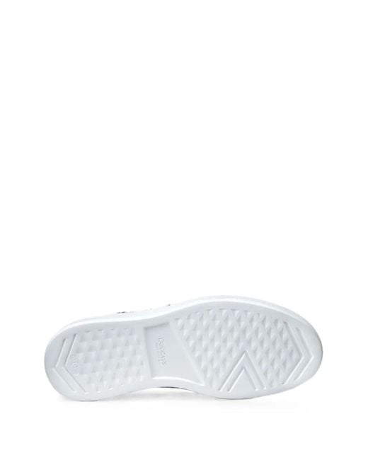 Doucal's White Perforated-Detail Leather Sneakers for men