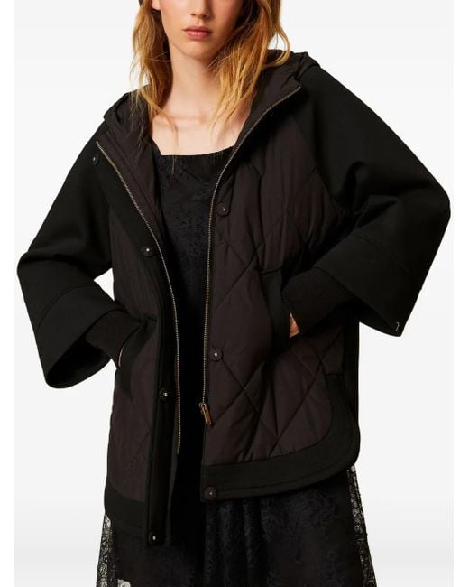 Twinset Black Hooded Quilted Puffer Jacket