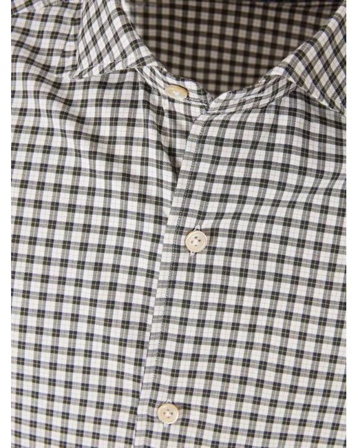 Luigi Borrelli Napoli Gray Checked Classic Collar Shirt for men