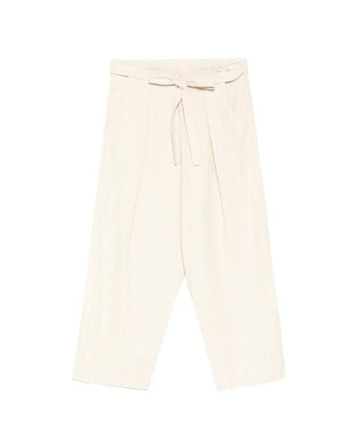 Forme D'expression White Tie-Waist Vertical-Stripe Trousers
