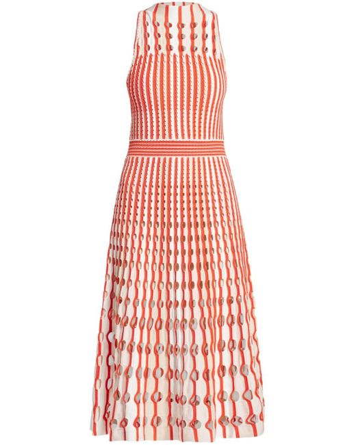 Jonathan Simkhai Red Nash Cut-out Stripe-pattern Midi Dress
