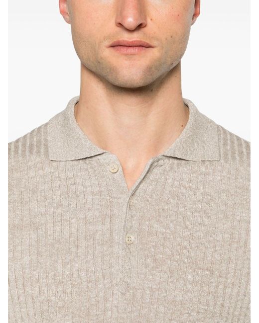 Tagliatore White Park Ribbed-knit Polo Shirt for men
