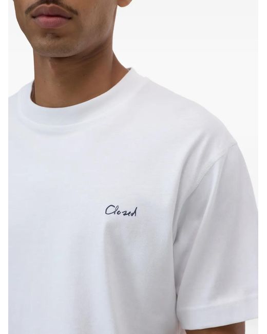 Closed White Logo-Print T-Shirt for men