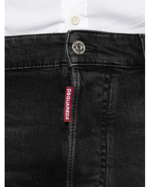DSquared² Black Distressed-Finish Faded-Effect Jeans for men