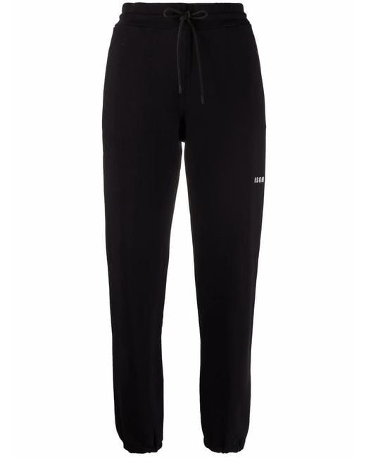 MSGM Black Logo-Print Cotton Joggers