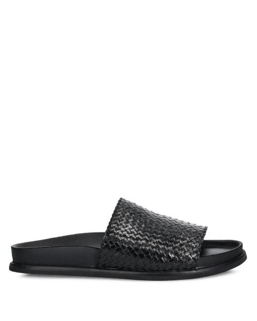 Vagabond Effie Geweven Leren Slippers in het Black