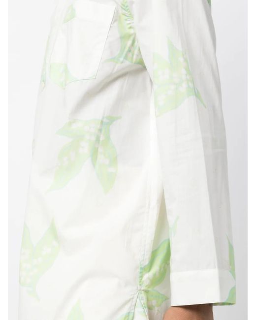 Bode White Leaf-Print Band-Collar Shirt for men