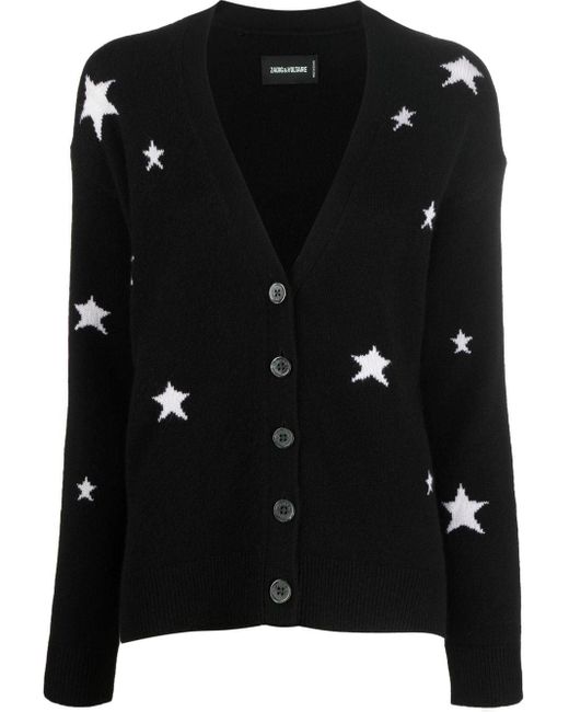 Zadig & Voltaire Star-embellished Cashmere Cardigan in Black | Lyst