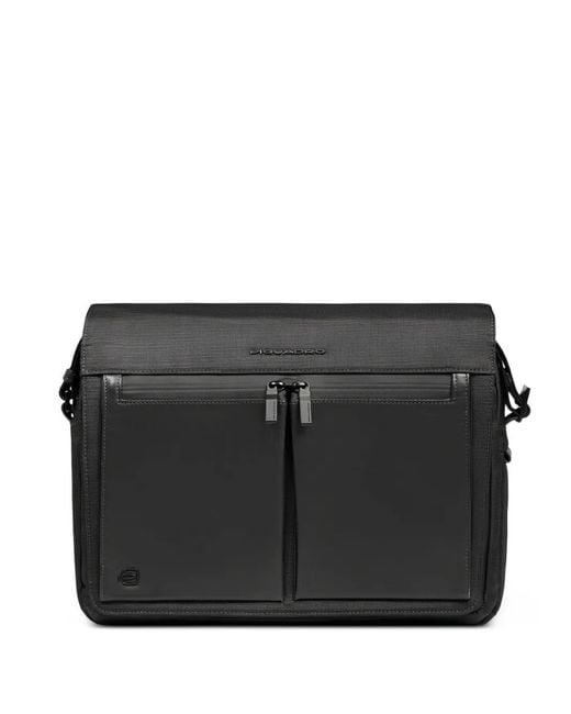 Piquadro Black Sacoche À Plaque Logo Et Empiècements for men
