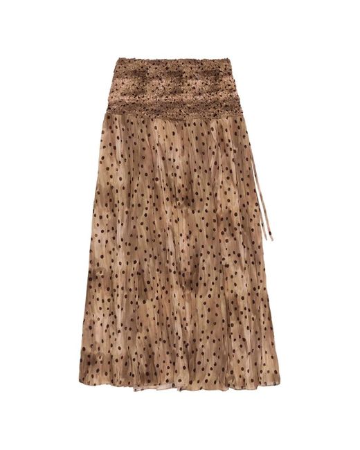Bimba Y Lola レディース ナチュラル ポルカドット マキシスカート 