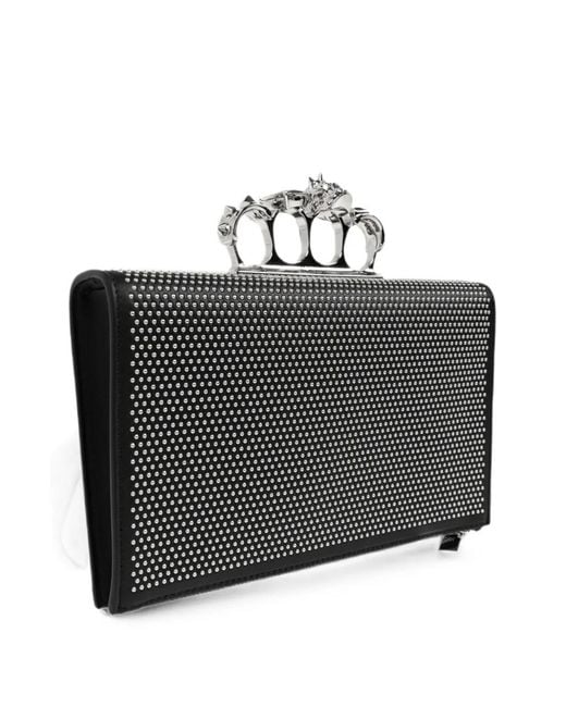 McQueen Black Knuckle Studded Clutch Bag