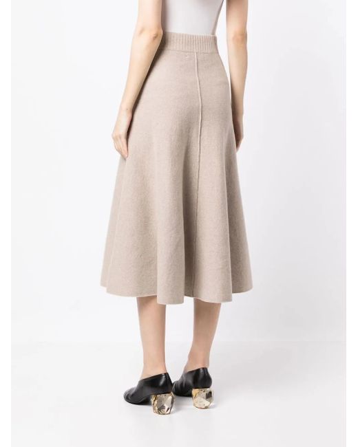 Pringle of Scotland White Fine-Knit Midi Skirt