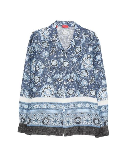 Isaia Blue Chemise À Fleurs for men