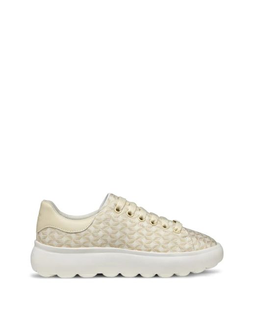 Geox White Spherica Patterned Platform Sneakers