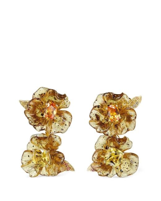 Anabela Chan Metallic Petunia Sapphire Drop Earrings