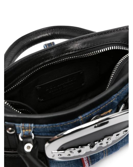 Borsa a tracolla con design patchwork di DSquared² in Blue