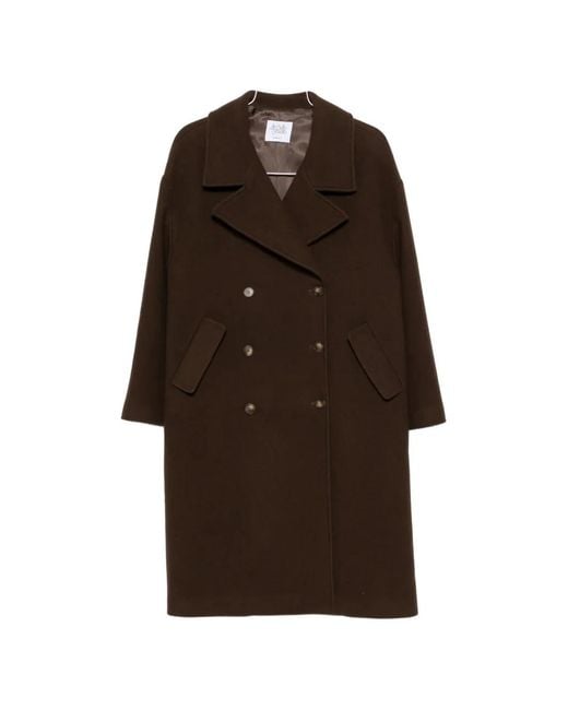 LE SULLY STUDIO Brown Double-Breasted Notched-Lapel Coat