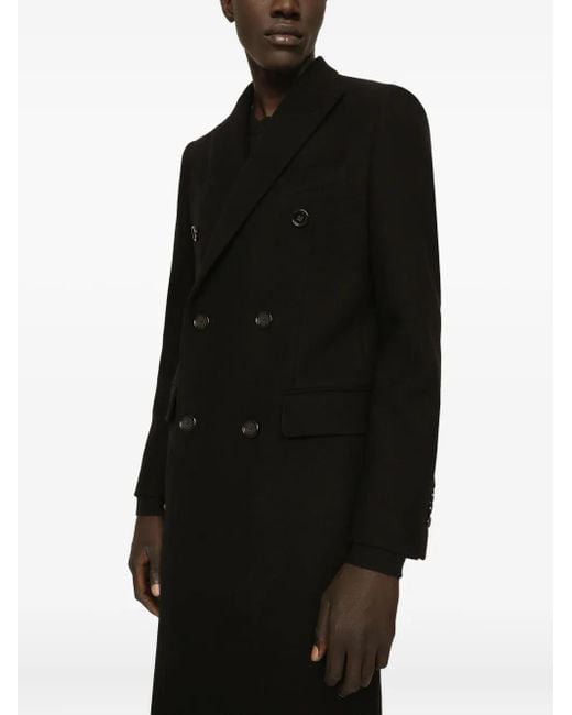 Dolce & Gabbana Black Double-Breasted Coat for men