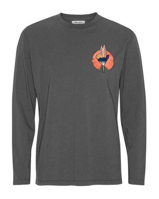 Henrik Vibskov Langarmshirt Mit Abstraktem Print in Gray für Herren