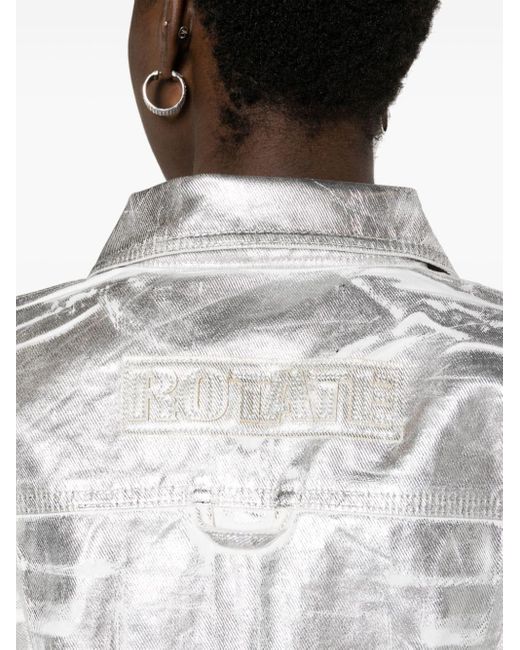 ROTATE BIRGER CHRISTENSEN White Metallic-finish Denim Jacket