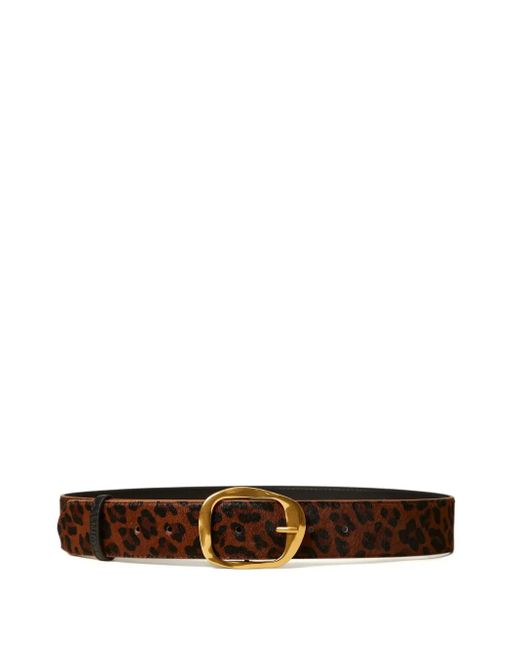 Twinset White Leopard-Print Leather Belt