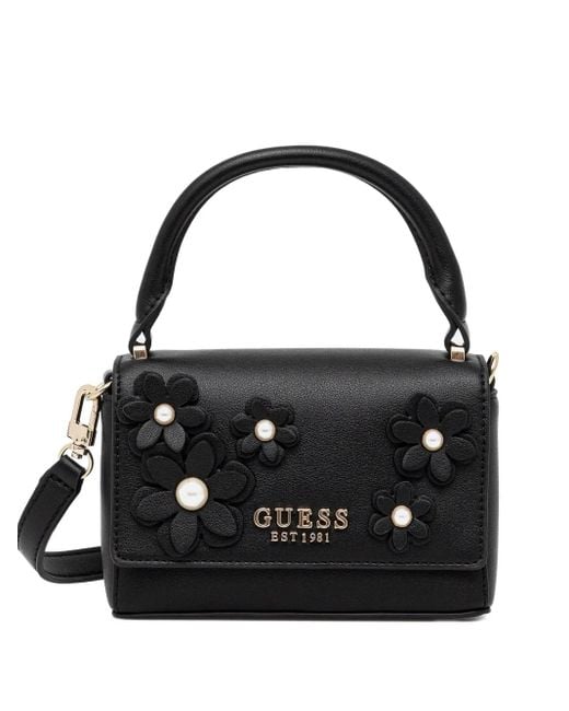 Guess Black Floral-Appliqué Cross Body Bag
