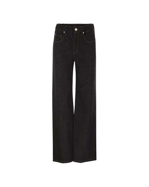 Brunello Cucinelli Black Wide-Leg Cotton Denim Jeans