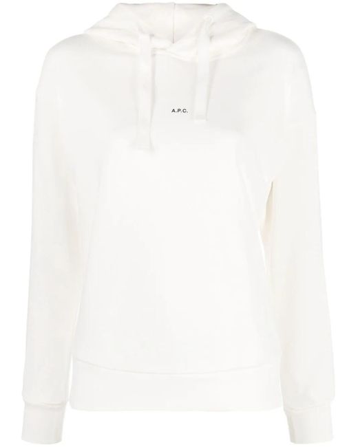 A.P.C. White Christaina Logo-Print Hoodie