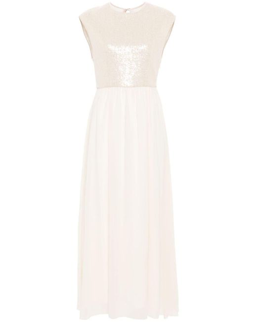 Peserico White Sequin-embellished Chiffon Dress