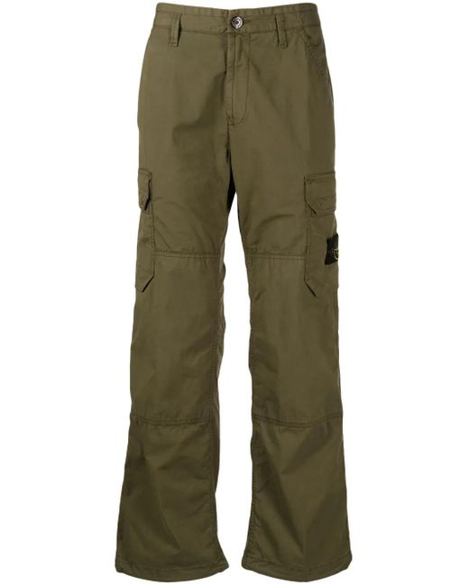 Stone Island Green Compass-Appliqué Cargo Trousers for men