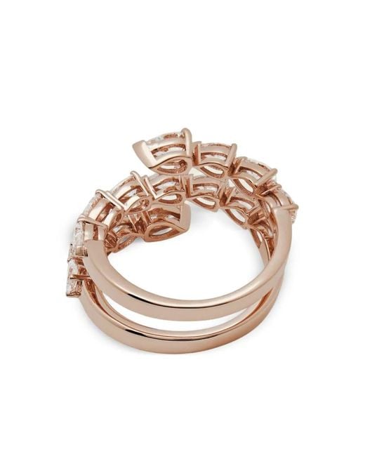 Jewels Aficionado White 18K Rose Diamond Twist Ring