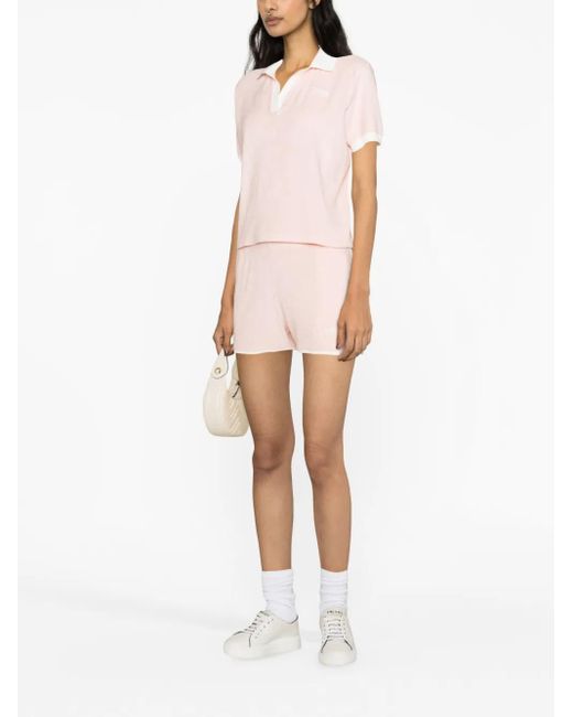 Sporty & Rich Pink Logo-Embroidered Cotton Shorts