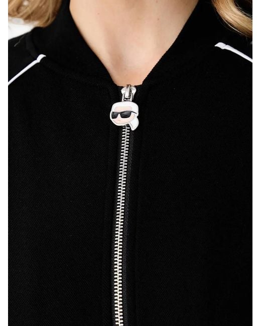 Karl Lagerfeld Black Ikonik Karl Piped Zip-Up Sweatshirt
