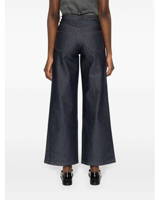 A.P.C. Blue Elisabeth High-rise Straight-leg Cotton Jeans