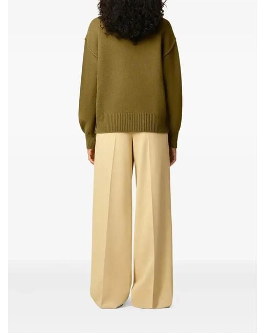 AMI Green Ami De Coeur Funnel Neck Sweater
