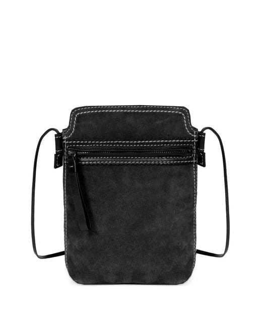 Dries Van Noten Black Stitching Suede Phone Pouch for men