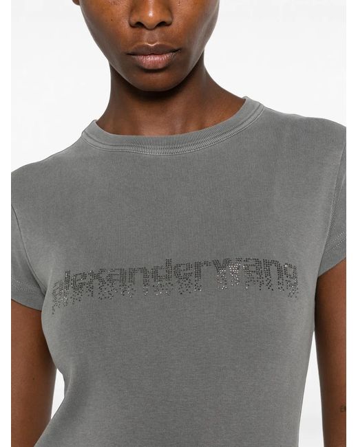 Alexander Wang Blue Baby Tee With Hotfix Graphic