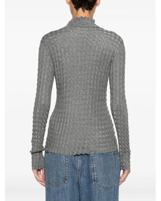 Emporio Armani Gray Strukturierter Pullover mit Stehkragen
