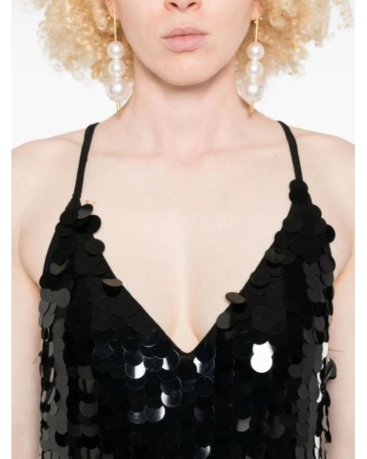 P.A.R.O.S.H. Black Sequin Spaghetti-Strap Dress