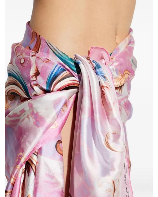 Versace Jeans Couture Pink Barocco-Print Sarong