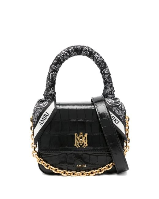 Amiri Black Satchel-Tasche mit Kroko-Effekt