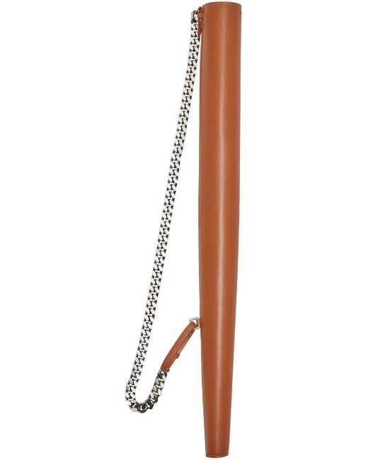 Burberry Brown Leather Umbrella Holster With Chain Strap