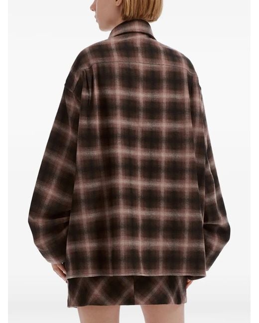 B+ AB Brown Check-Pattern Button-Up Shirt Jacket