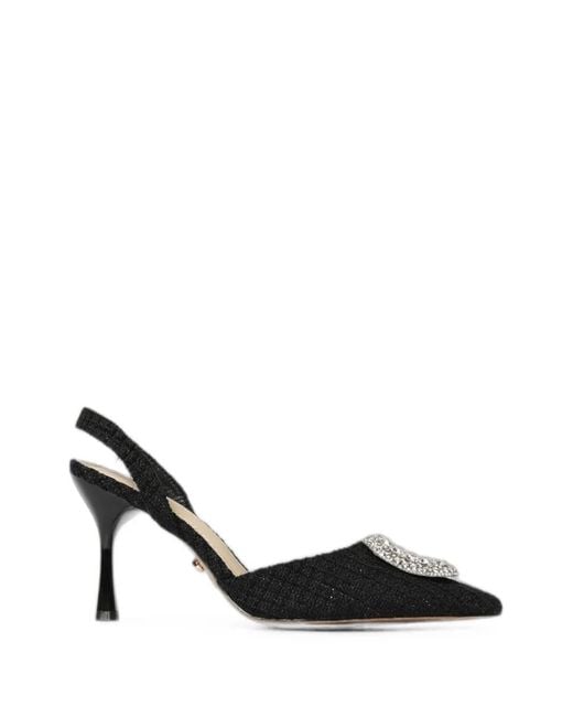 Twentyfourhaitch Black Tortuga Crystal-Buckle Pumps