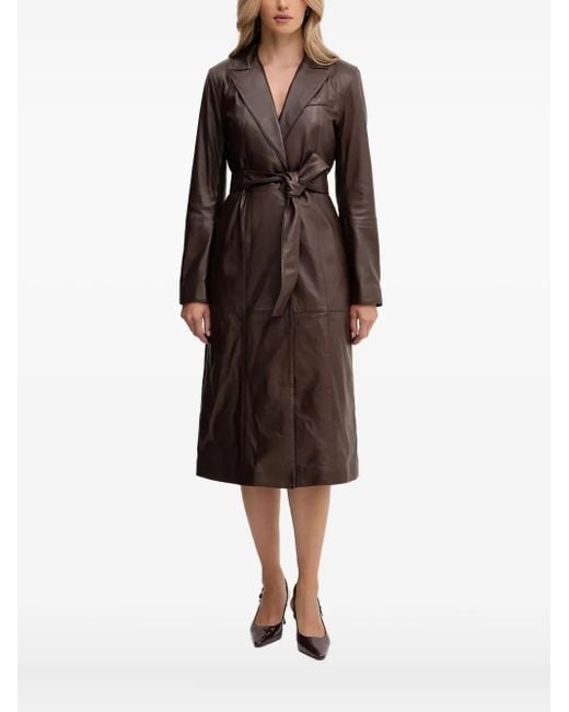 Marciano Brown Lana Buttoned Belted Coat