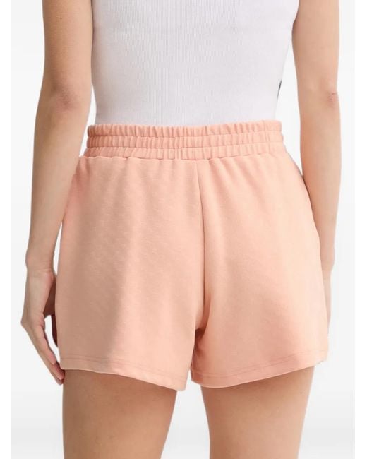 Guess Pink Clara Logo-Patch Monogram-Pattern Shorts